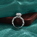 Sterling Silver Moissanite Princess Rose Ring, Luxe Bridal Bouquet Jewelry-0-1