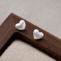 wholesale S925 Sterling Silver Fresh and Sweet Brushed Heart Stud Earrings, Small and Chic Design Sense Women's Jewelry M05104-0-2