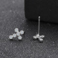 wholesale S925 Sterling Silver Fashion Zircon Cross Stud Earrings for Women, Minimalist and Unique-0-3