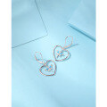wholesale 925 Sterling Silver Dragonfly Heart-shaped Earrings for Women, Japan-Korea Cross-border Jewelry, Small and Unique High-end Zircon Love Ear Clips-0-2
