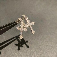 wholesale 925 Sterling Silver Full Diamond Cross Hoop Ear Clasp, Small Niche Sweet and Cool Personality, High-End Sense Ear Studs Ear Clips for Men and Women-White diamond (price per piece)  925 silver