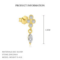 wholesale S925 Sterling Silver Marquise Zirconia Drop Dangle Earrings With Crystal Accents And Tassel-E4815-Gold/Single Oval 925 Silver