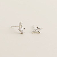 wholesale S925 Sterling Silver Geometric Zircon Ear Clips For Women, Cross-border Exclusive Best-seller, Light Luxury Style Short Tassel Earrings-White gold (earrings)  925 silver