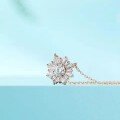 wholesale S925 Sterling Silver Maker Sunflower Snowflake Full Diamond Necklace Fashionable Luxury Elegant High-End Collarbone Chain Silver Jewelry-0-2