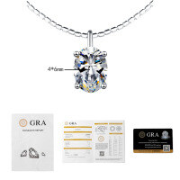 S925 Silver Moissanite Detachable Choker Necklace Wholesale-50-point oval moissanite  925 silver + 40cm necklace