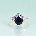 wholesale Rose Gold S925 Sterling Silver Inlaid Sapphire Ring with a Premium Luxurious 8*12mm Gemstone-0-1