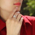 925 Silver Moissanite Square Halo Ring Light Luxury European Style Cross-Border Wholesale-0-1