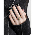 wholesale S925 Sterling Silver Original Two-Tone Plating Stackable Minimalist Ring with Edgy Irregular Texture Design Unisex-0-2