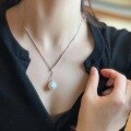 wholesale S925 Sterling Silver French-style Y-shaped Sliding Pearl Tassel Pendant Necklace with Large Australian White Pearl Shell Bead Collarbone Chain-0-4