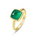 wholesale S925 silver new Korean and Japanese minimalist style women's ring, simple and fashionable elegant open-end green agate ring from the source manufacturer-0-4