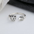 wholesale S925 Sterling Silver Zodiac Little Tiger Coin Bag Adjustable Ring Cute Sweet and Cool Style Index Finger Ring-0-3
