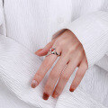 wholesale S925 Sterling Silver Korean Japanese Style Geometric Irregular Chain Stackable Ins Trendy Open Ring-0-2