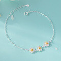 wholesale S925 Silver, Ins-style minimalist daisy bracelet, fresh and sweet floral spring new design S7747-0-3