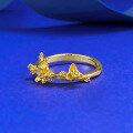 wholesale S925 Gold-Plated Silver Mùjǐng Jewelry Simple and Elegant Floral Plum Blossom Petal Ring for Women-0-1