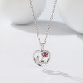 wholesale S925 Sterling Silver Minimalist Design Forest-themed Rose Pendant Women's Heart-shaped Necklace Luxury Collarbone Chain with Engraving-0-1