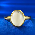 wholesale S925 Metal 8*10 Cabochon Natural Albite Jadeite Ring Band Daily Light Luxury Versatile Style for Women Wholesale-0-1
