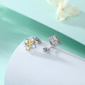wholesale S925 Sterling Silver X-Shaped Letter Stud Earrings, Small Niche European and American Fashion Women's Square Earrings, New Style Personalized Jewelry Wholesale-0-2