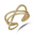 wholesale Gold Plated Sterling Silver Open Ring Fashion INS Style Geometric Line Interwoven 925 Sterling Gold Plated Women's Ring-0-4