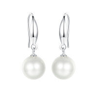 wholesale S925 Sterling Silver Pearl Ear Hook Earrings for Women, Long Elegant High-End Fashion Statement Drop Earrings, Trendy Niche Dangle Earrings-10mm pearl earrings white gold &gt; 925 silver
