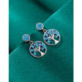 wholesale S925 Sterling Silver European and American Cross-Border Bohemian Tree of Life Earrings with Zirconia, Small Round Ear Drops for Women-0-2