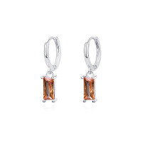 wholesale 925 Sterling Silver Vintage Colorful Zircon Square Earrings for WomenIns-E2268E-White Gold Light Smoky Yellowstone 925 Silver