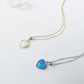 wholesale 925 Silver Simple and Versatile Heart-shaped Opal Pendant Blue and White Opal Jewelry Necklace Pendant-0-3