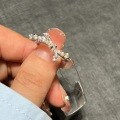 Sterling Silver Shimmering 3D Bow Full-Sparkle Diamond Ring, Ribbon-Knot Design-0-1