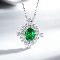 S925 Sterling Silver Full-Drill Pigeon Egg Necklace with High-Carbon Zirconia Lavender Pendant-Green Diamond - XL014  Single Pendant