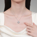 S925 Sterling Silver Full Moissanite Sweet Flower Pendant Necklace-0-2