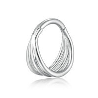 wholesale S925 sterling silver geometric triple-layer seamless closed hoop nose ring for cartilage piercing and unique earrings-Platinum