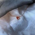 wholesale S925 Sterling Silver Agate Small Heart Necklace, Fashionable, Luxurious, Minimalist, Niche Design, Versatile Choker-0-1