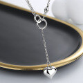wholesale S925 Sterling Silver Splice Chain 3D Heart Tassel Necklace Minimalist Versatile Design Collarbone Chain for Women-0-3