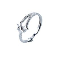 wholesale S925 Sterling Silver Plain Meteorite Ring, Ins Minimalist Style Niche Design Adjustable Open Ring Jewelry Wholesale-Meteor Ring JZ015230>Adjustable opening