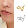 wholesale 925 Sterling Silver Evil Eyes Nose Ring With L-bar For Women-0-2