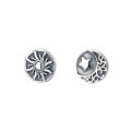 wholesale S925 Sterling Silver Retro Pattern Asymmetric Sun Star Moon Earrings Small Design Stud Earrings-0-4