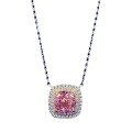 wholesale High-carbon gold jewelry, new collection, padparadscha 8*8 electric gold necklace with luxurious micro-pave pendant for women-0-4