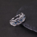 wholesale S925 Sterling Silver Vintage Court Style Natural Topaz Ring with Group-Set Crystal Sapphire Opal, Colorfast-0-0