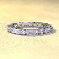 wholesale S925 Silver New Square Full Diamond Row Ring Exquisite Row Ring FashionHot Selling Item-R729 White No. 6