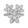 wholesale S925 full diamond three-flower ring for women, new design, European and American French style, fashionable and versatile, best-selling-0-4