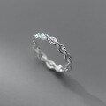 wholesale S925 sterling silver stylish braided twist ring, ins-style exquisite unisex index finger ring R00832-0-4