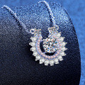 S925 Sterling Silver Moissanite Horsehoe Pendant Necklace-0-0