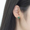 wholesale new fashion octagonal geometric malachite silver earrings, simple retro style 925 silver plated with 10K gold earrings wholesale-0-1