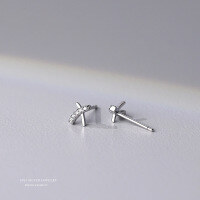 wholesale 925 Sterling Silver Cross X Letter Stud Earrings For Women-Platinum 925 silver