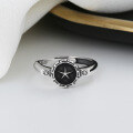 wholesale S925 Sterling Silver Geometric Starry Teardrop Ring, Retro Fashion, Niche Design, Versatile Women's Index Finger Ring-0-1