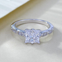 wholesale S925 Sterling Silver 6mm Small Cube Sapphire High-end Stacking Ring Fashion Women's Ring Live Streaming Xiaohongshu Style-R1364 9