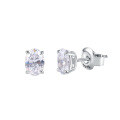 wholesale S925 Sterling Silver European Oval Moissanite Stud Earrings Four-Prong 05/1/2 Carat Oval Shape Minimalist Women's Jewelry-0-4