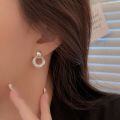 wholesale S925 Sterling Silver Textured Circle Ear Studs Women Spring Summer New Ins Minimalist French Style Earrings-0-2