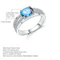wholesale S925 Silver Natural Topaz Ring Fashion Minimalist Light Luxury with 16 Carat Natural Blue Gemstone-0-0