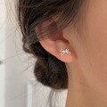 wholesale Metal minimalist bow ear studs for women, small and fashionable, delicate earrings, fresh and-0-3