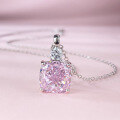 wholesale S925 silver jewelry new 10*10 pink diamond radiant cut small design luxury style necklace-0-2